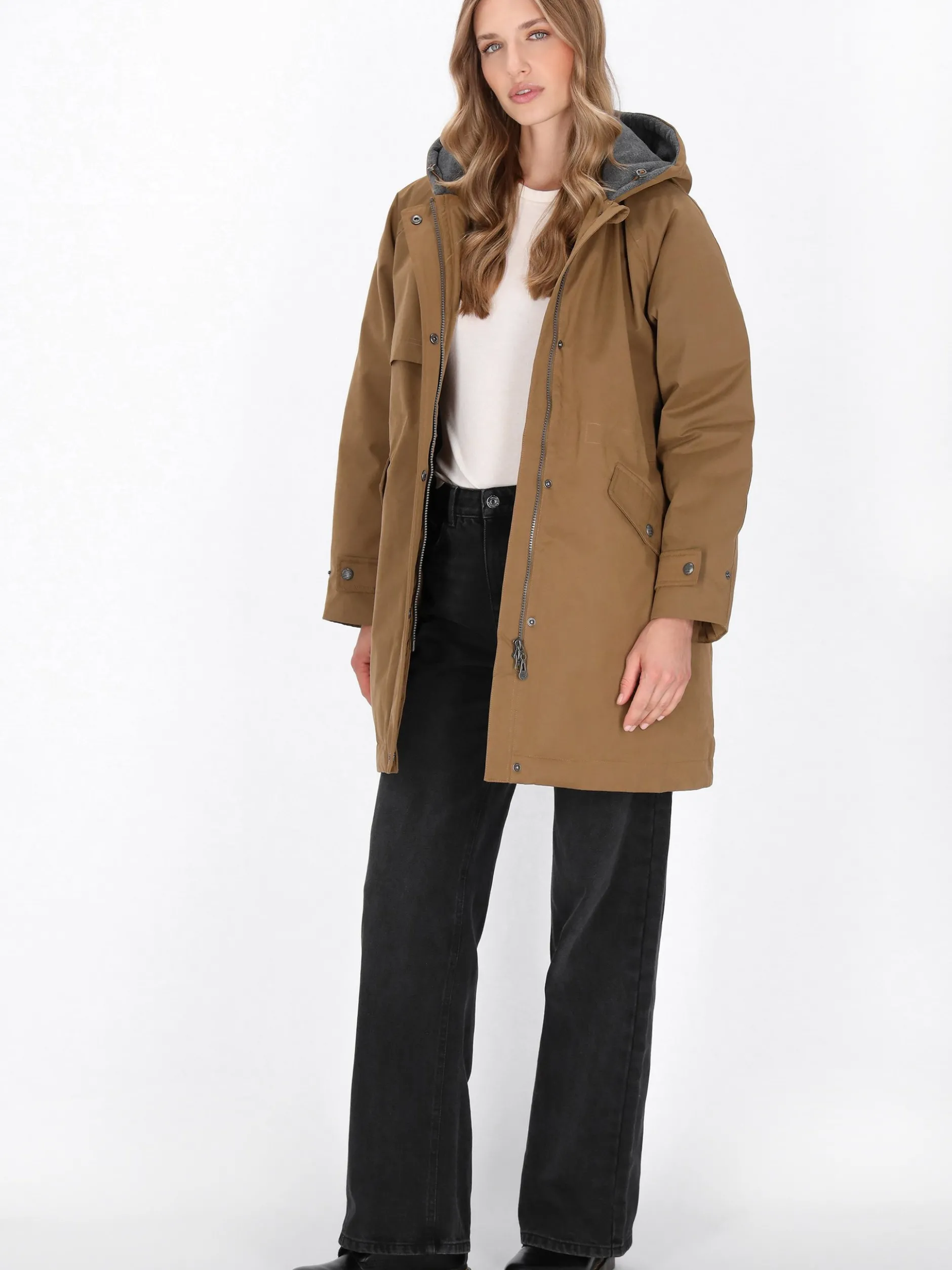 Dreimaster Damen Parka in camel