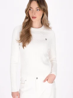 Dreimaster Damen Pullover in weiß