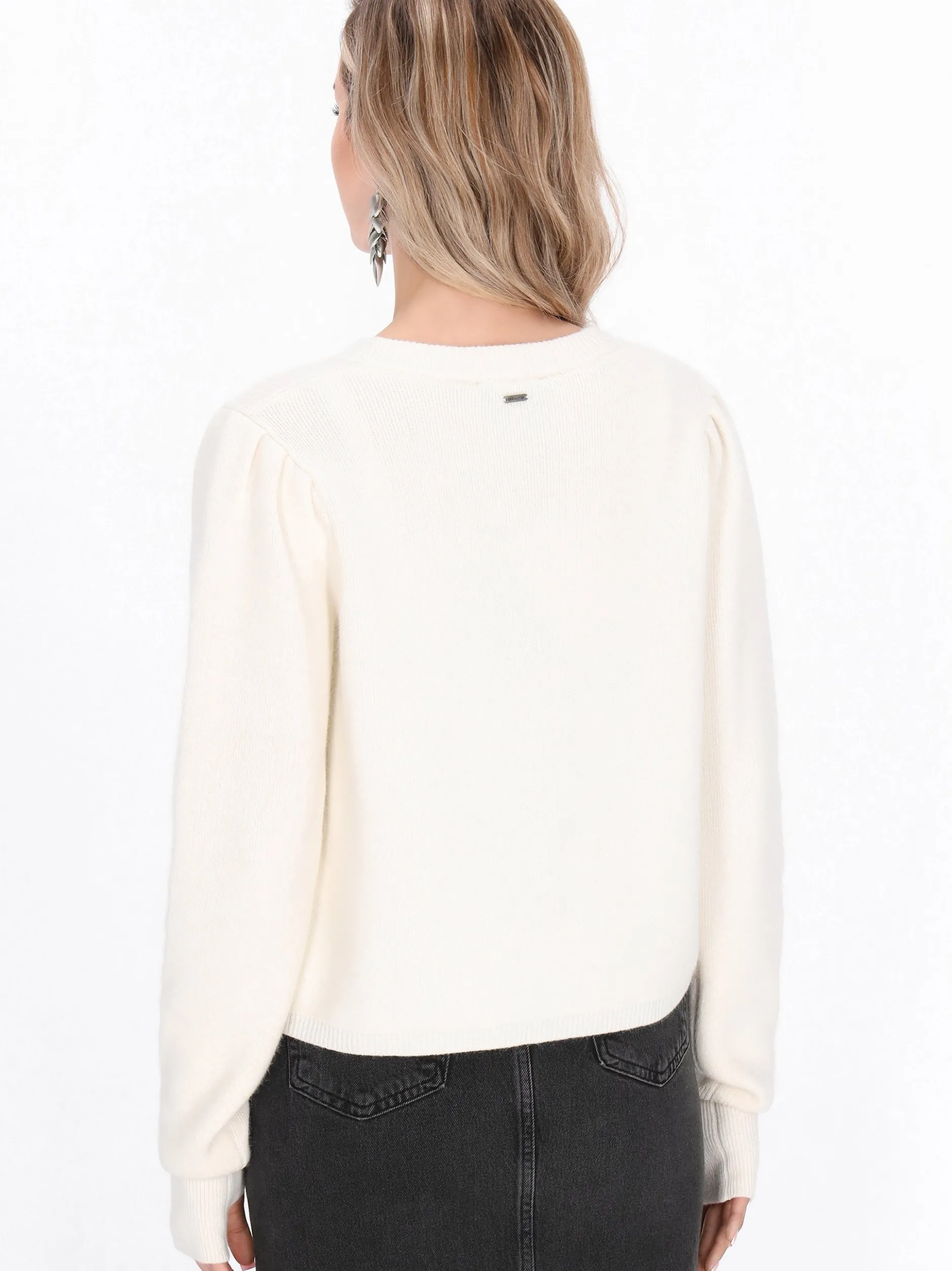 Dreimaster Damen Pullover in weiß - Ausschnitt: Rundhals
