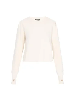Dreimaster Damen Pullover in weiß - Ausschnitt: Rundhals