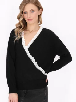 Dreimaster Damen Pullover in schwarz