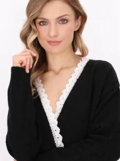 Dreimaster Damen Pullover in schwarz