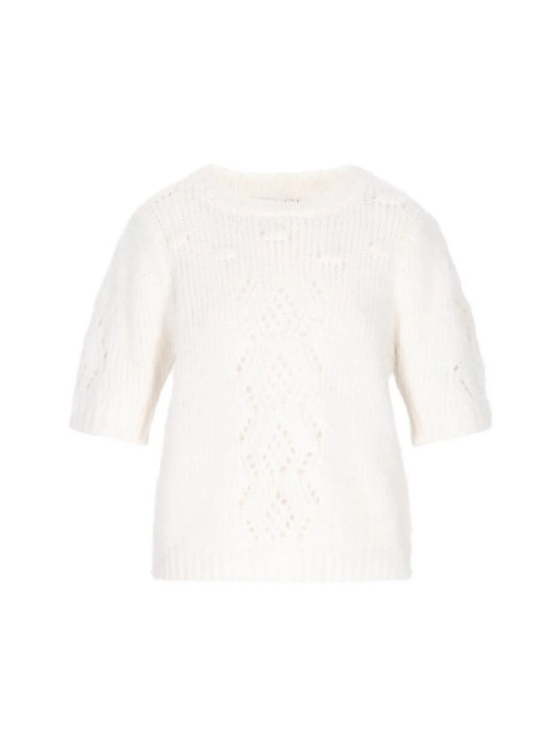 Dreimaster Damen Pullover in weiß - Ausschnitt: Rundhals
