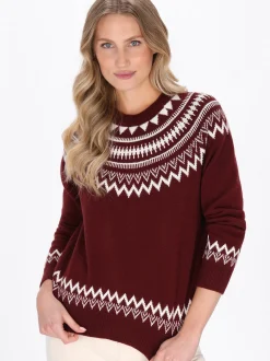 Dreimaster Damen Pullover in rot - Ausschnitt: Rundhals