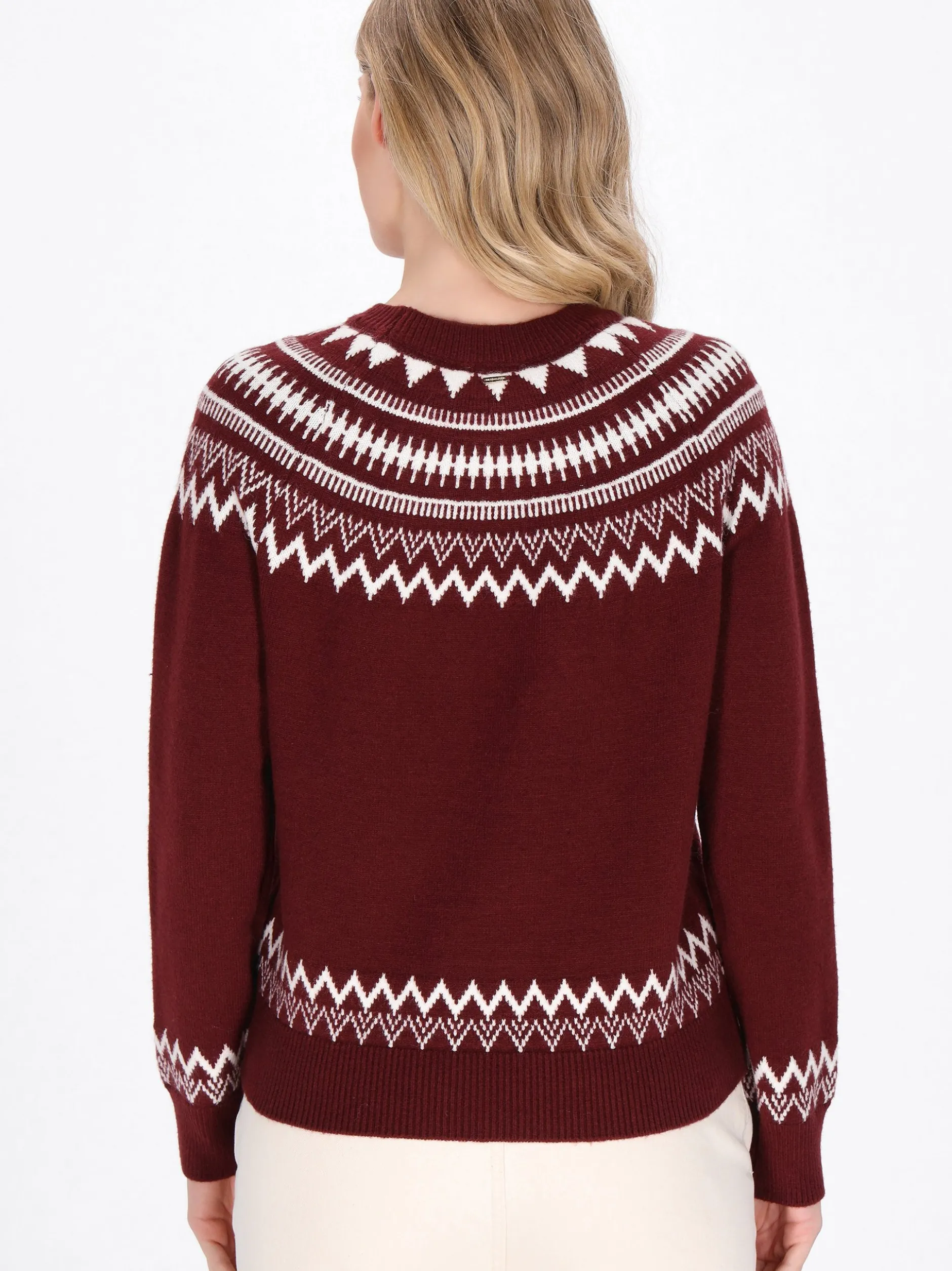 Dreimaster Damen Pullover in rot - Ausschnitt: Rundhals