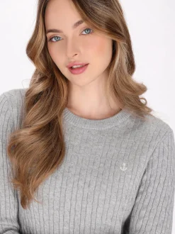 Dreimaster Damen Pullover in grau