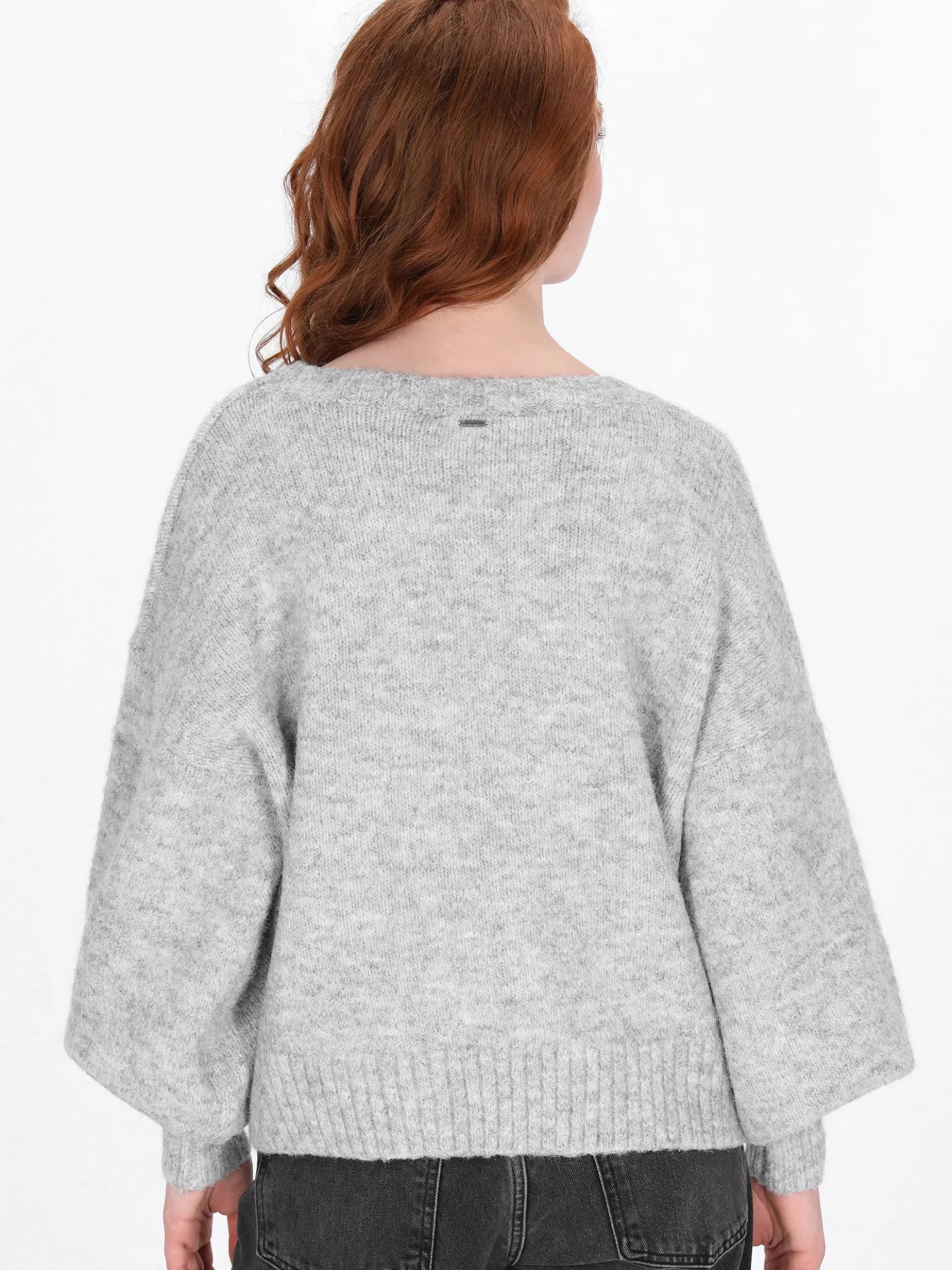 Dreimaster Damen Pullover in grau - Ausschnitt: Rundhals