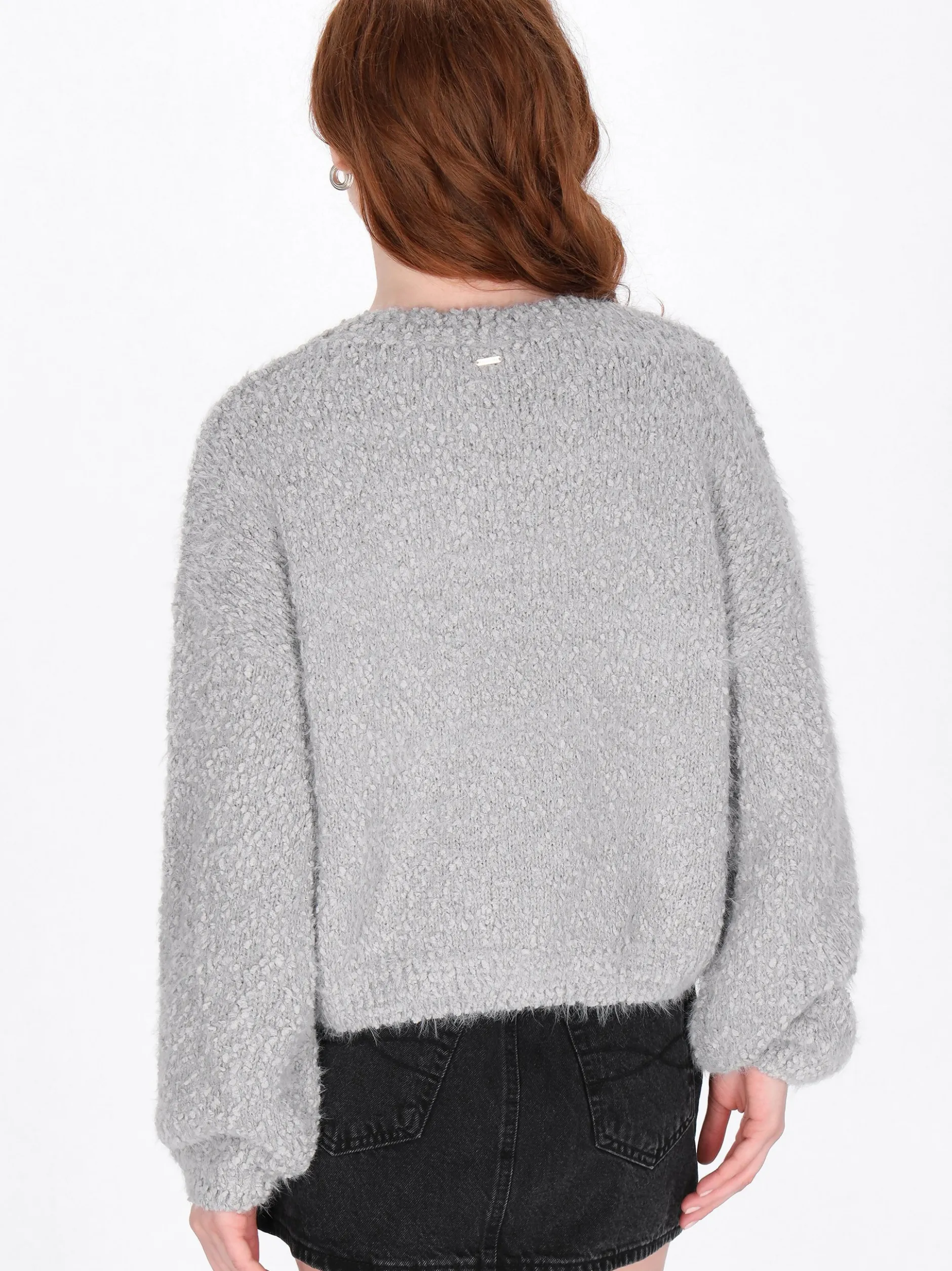 Dreimaster Damen Pullover in grau - Ausschnitt: Rundhals