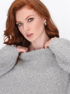 Dreimaster Damen Pullover in grau - Ausschnitt: Rundhals