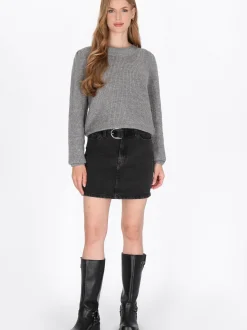 Dreimaster Damen Pullover in grau - Ausschnitt: Rundhals