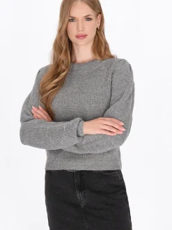 Dreimaster Damen Pullover in grau - Ausschnitt: Rundhals
