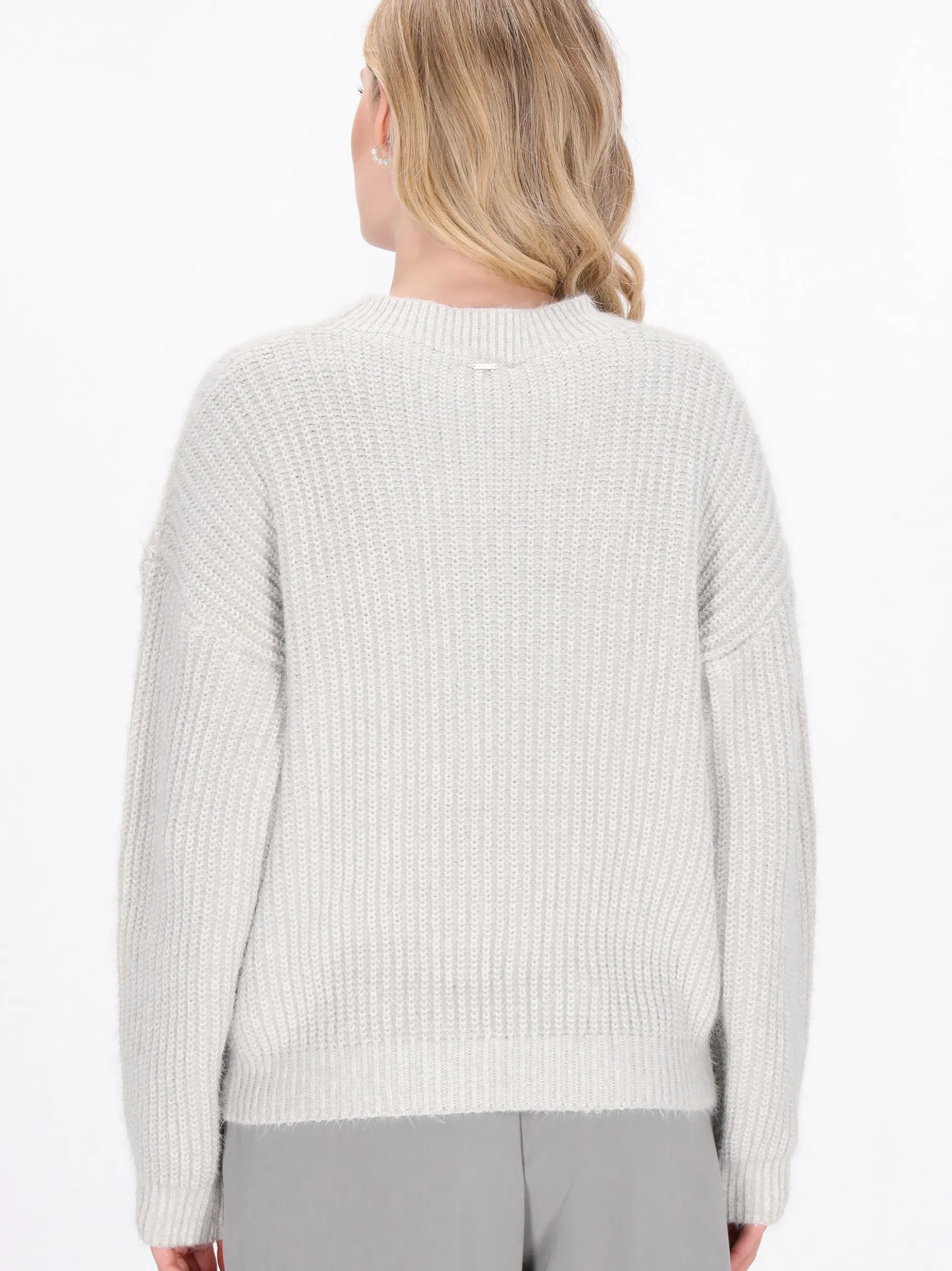 Dreimaster Damen Pullover in grau - Ausschnitt: Rundhals