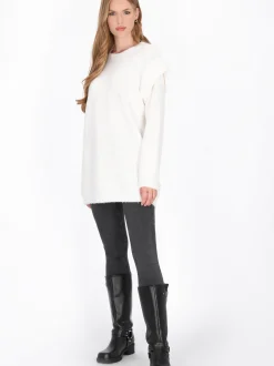 Dreimaster Damen Pullover in weiß - Ausschnitt: Rundhals