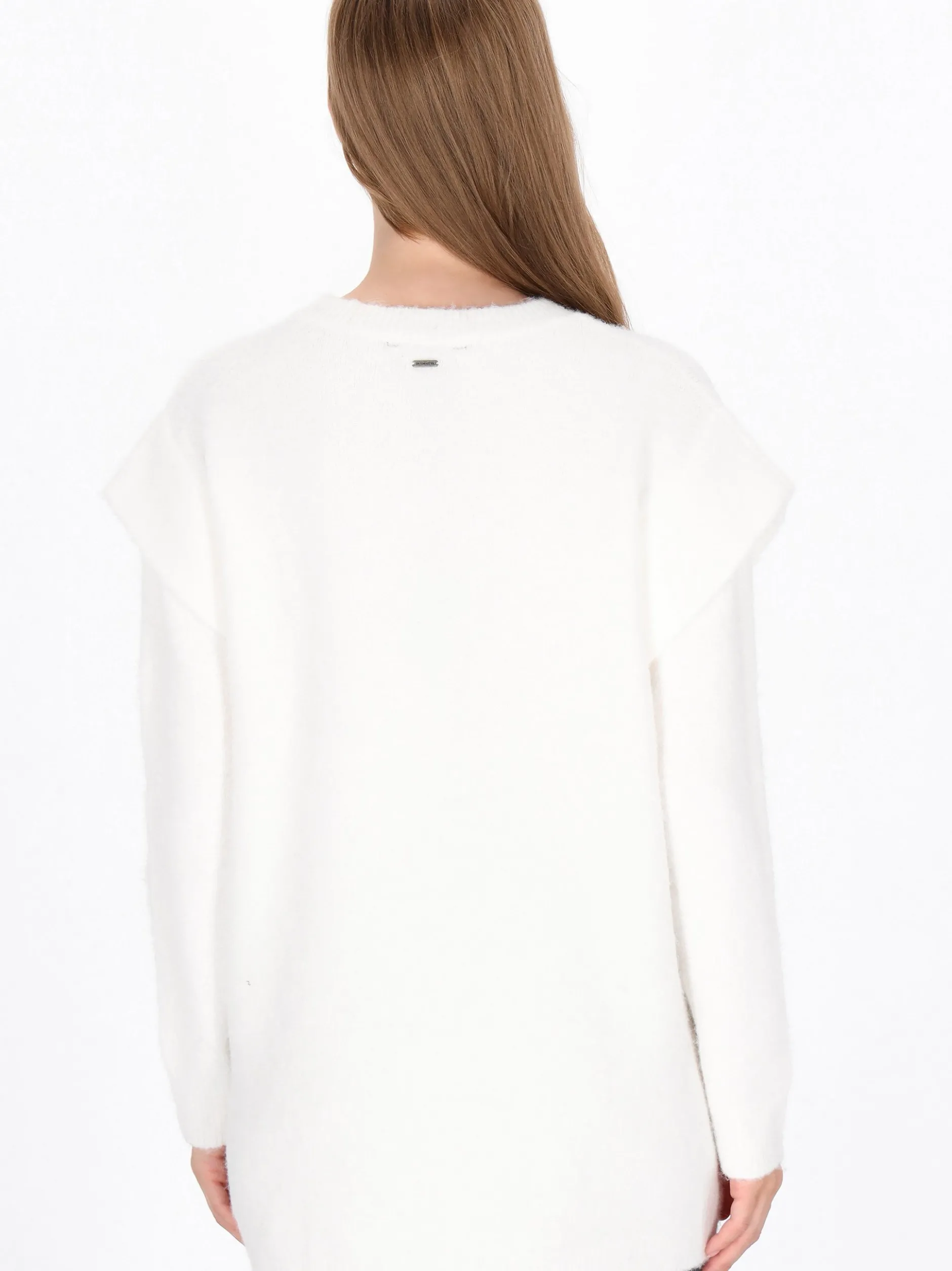 Dreimaster Damen Pullover in weiß - Ausschnitt: Rundhals