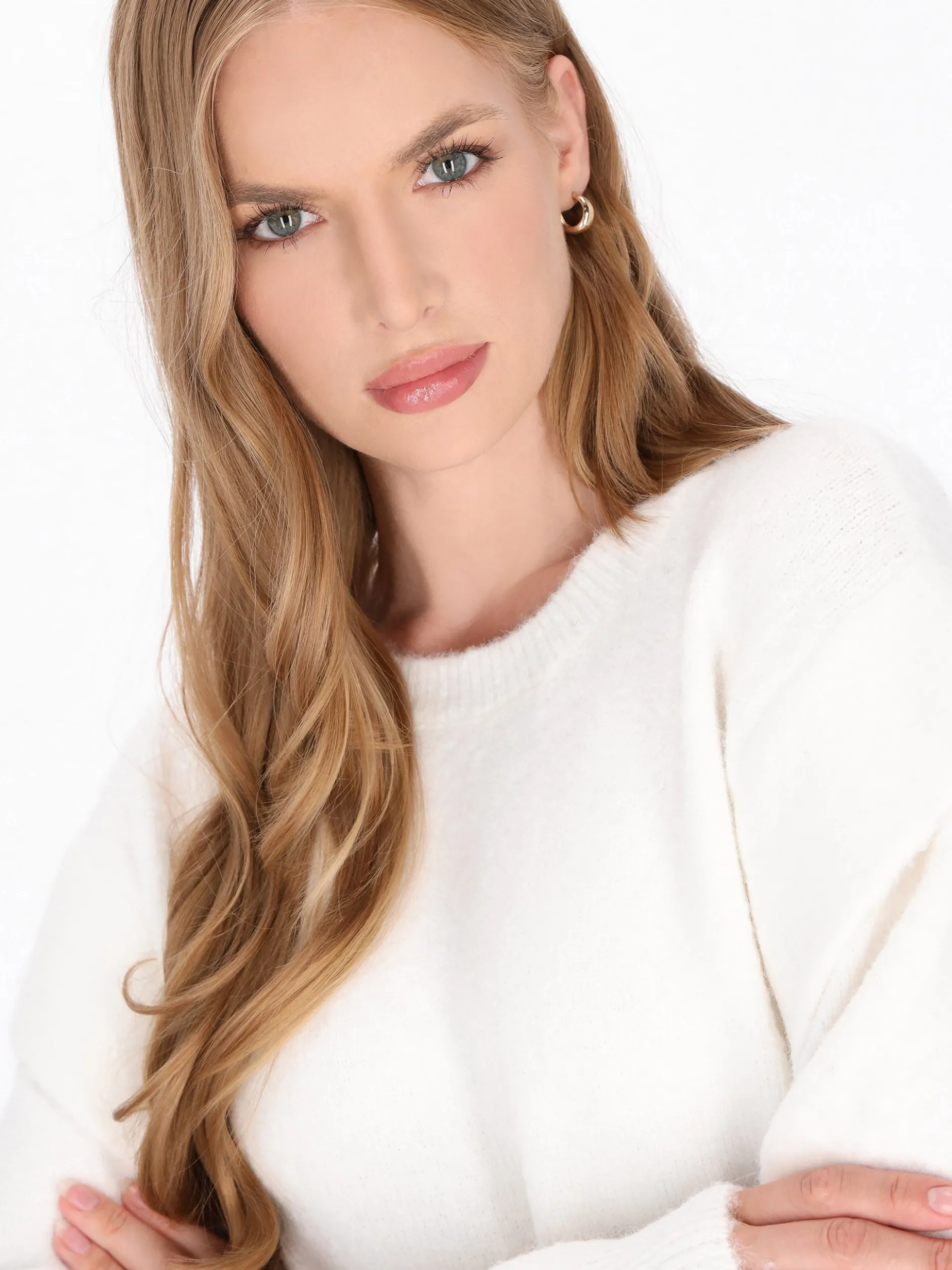 Dreimaster Damen Pullover in weiß - Ausschnitt: Rundhals