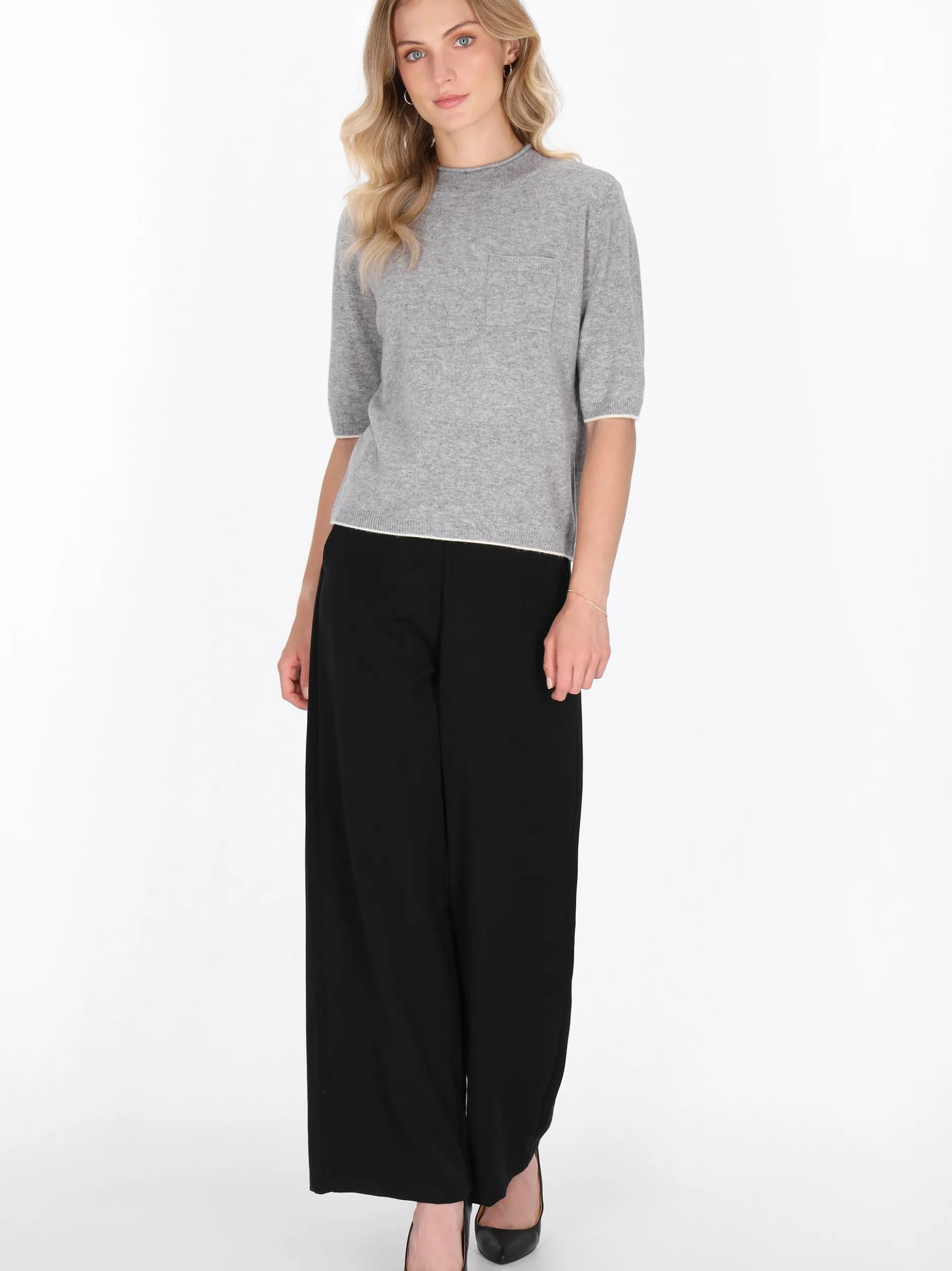 Dreimaster Damen Pullover in grau - Ausschnitt: Rundhals