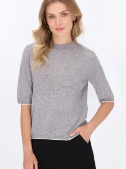 Dreimaster Damen Pullover in grau - Ausschnitt: Rundhals