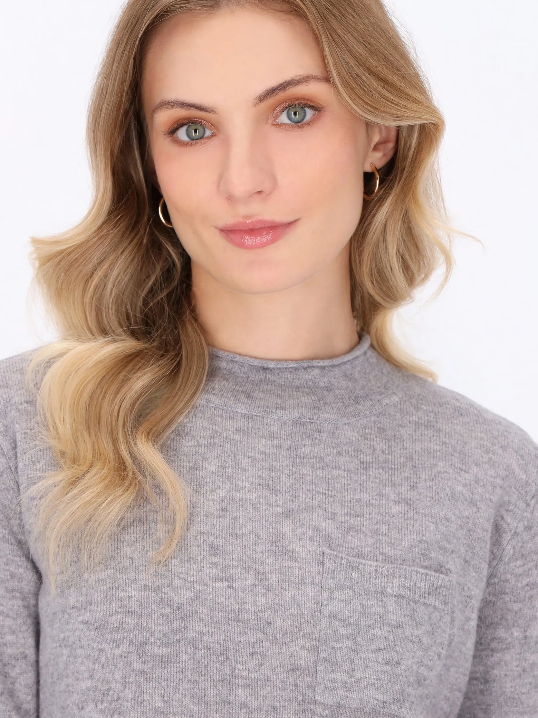 Dreimaster Damen Pullover in grau - Ausschnitt: Rundhals