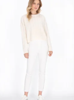 Dreimaster Damen Pullover in weiß - Ausschnitt: Rundhals