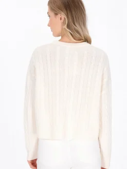 Dreimaster Damen Pullover in weiß - Ausschnitt: Rundhals