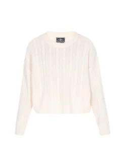 Dreimaster Damen Pullover in weiß - Ausschnitt: Rundhals
