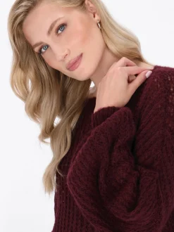 Dreimaster Damen Pullover in bordeaux