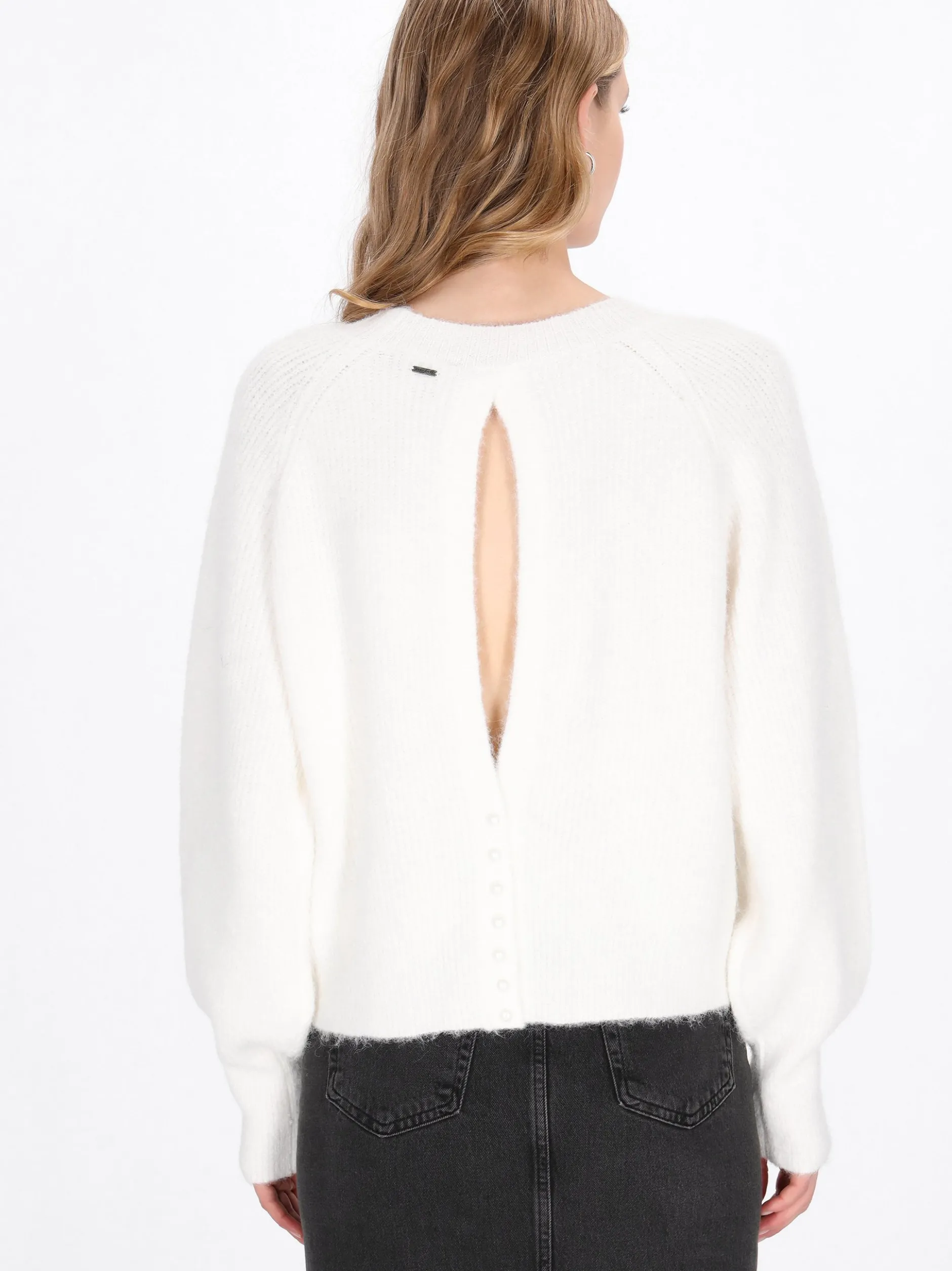 Dreimaster Damen Pullover in weiß - Ausschnitt: Rundhals