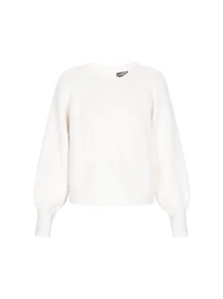 Dreimaster Damen Pullover in weiß - Ausschnitt: Rundhals