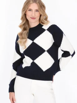 Dreimaster Damen Pullover in blau - Ausschnitt: Rundhals