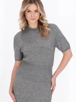 Dreimaster Damen Pullover in grau - Ausschnitt: Rundhals