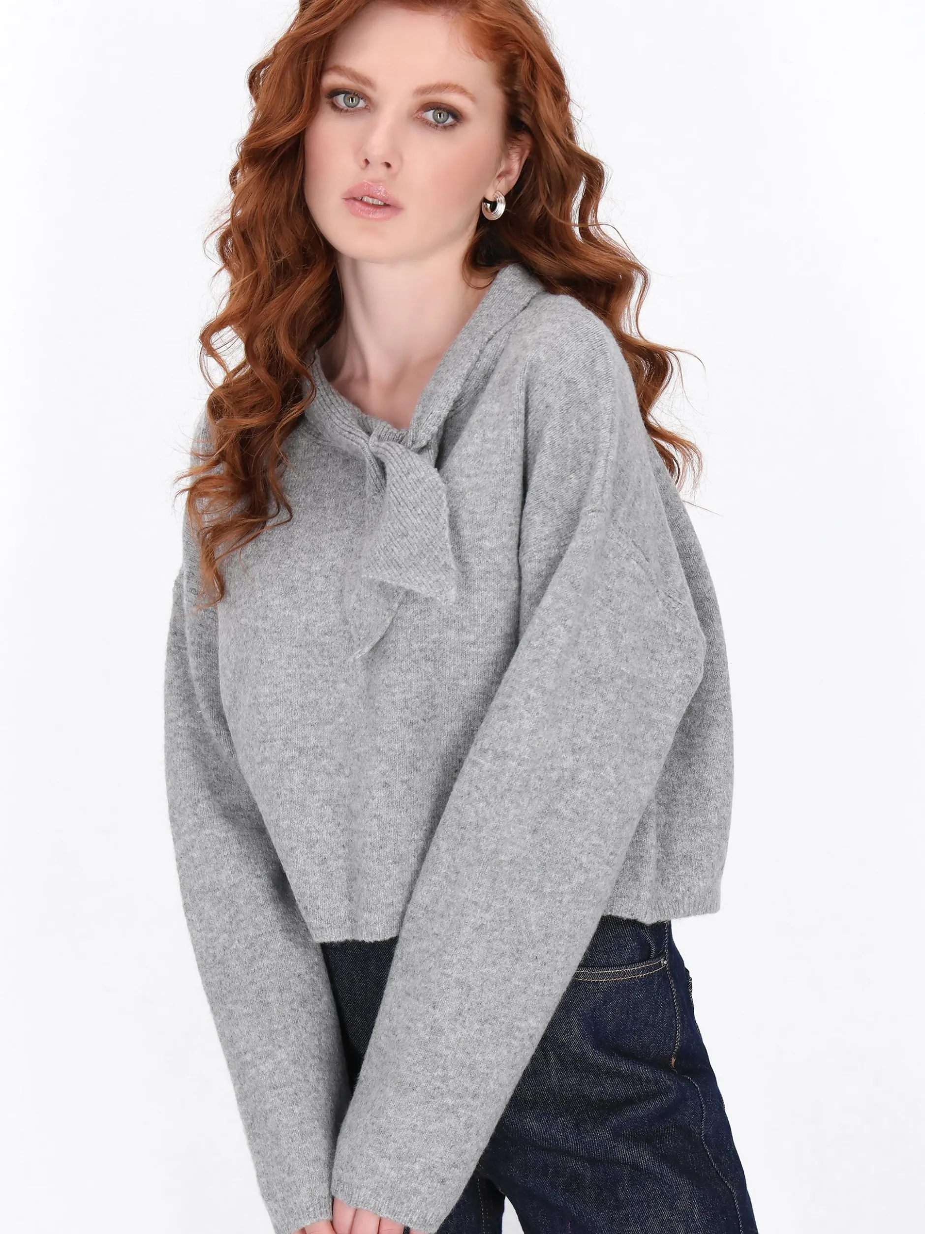 Dreimaster Damen Pullover in grau