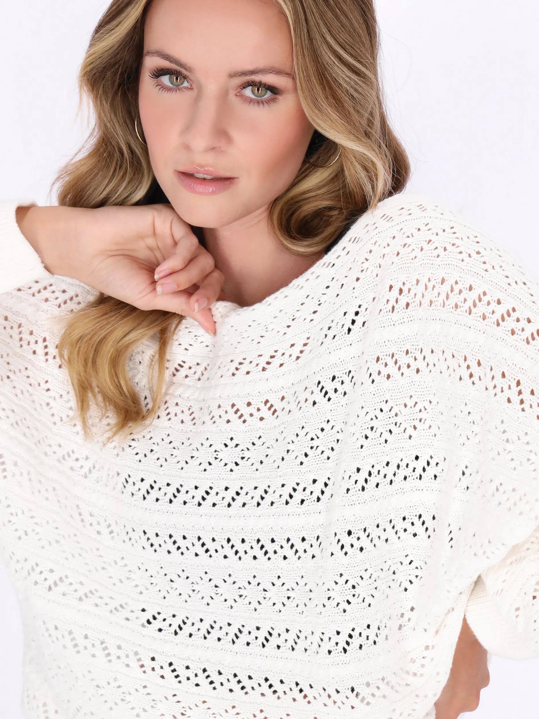 Dreimaster Damen Pullover in weiß