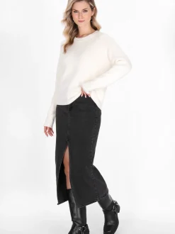 Dreimaster Damen Pullover in weiß - Ausschnitt: Rundhals
