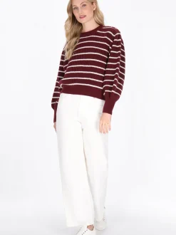 Dreimaster Damen Pullover in rot - Ausschnitt: Rundhals