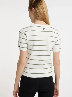 Dreimaster Damen Pullover in oliv - Ausschnitt: Rundhals