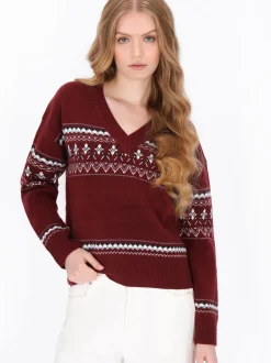 Dreimaster Damen Pullover in bordeaux
