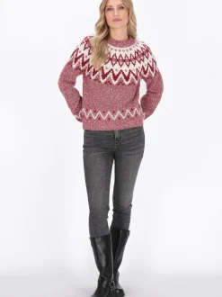 Dreimaster Damen Pullover in rot - Ausschnitt: Rundhals