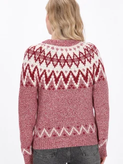 Dreimaster Damen Pullover in rot - Ausschnitt: Rundhals