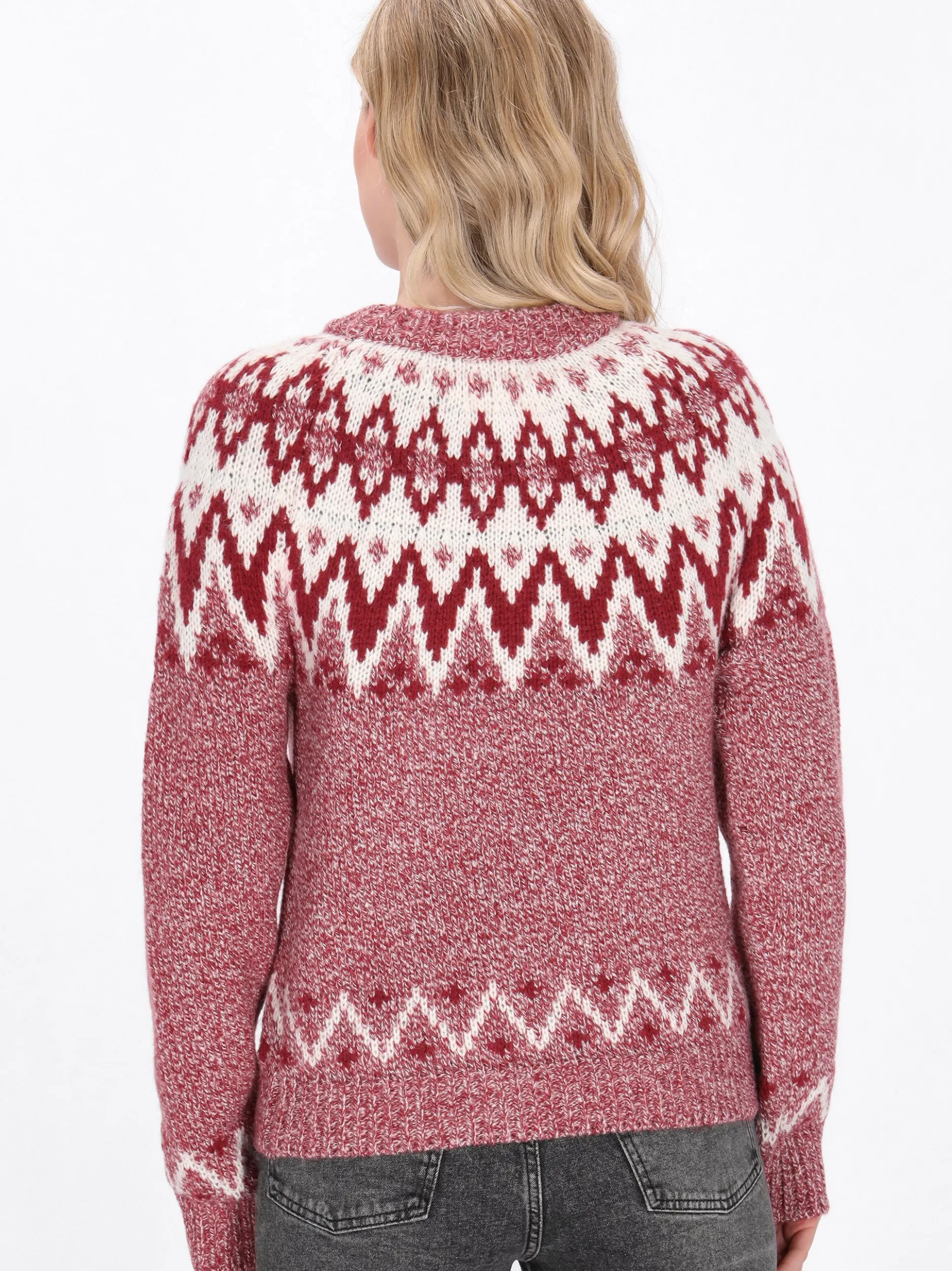Dreimaster Damen Pullover in rot - Ausschnitt: Rundhals