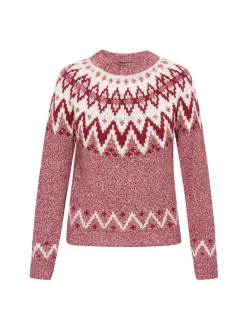 Dreimaster Damen Pullover in rot - Ausschnitt: Rundhals