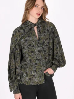 Dreimaster Damen Schluppenbluse in schwarz