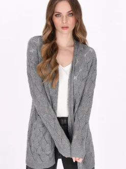 Dreimaster Damen Strickjacke in grau