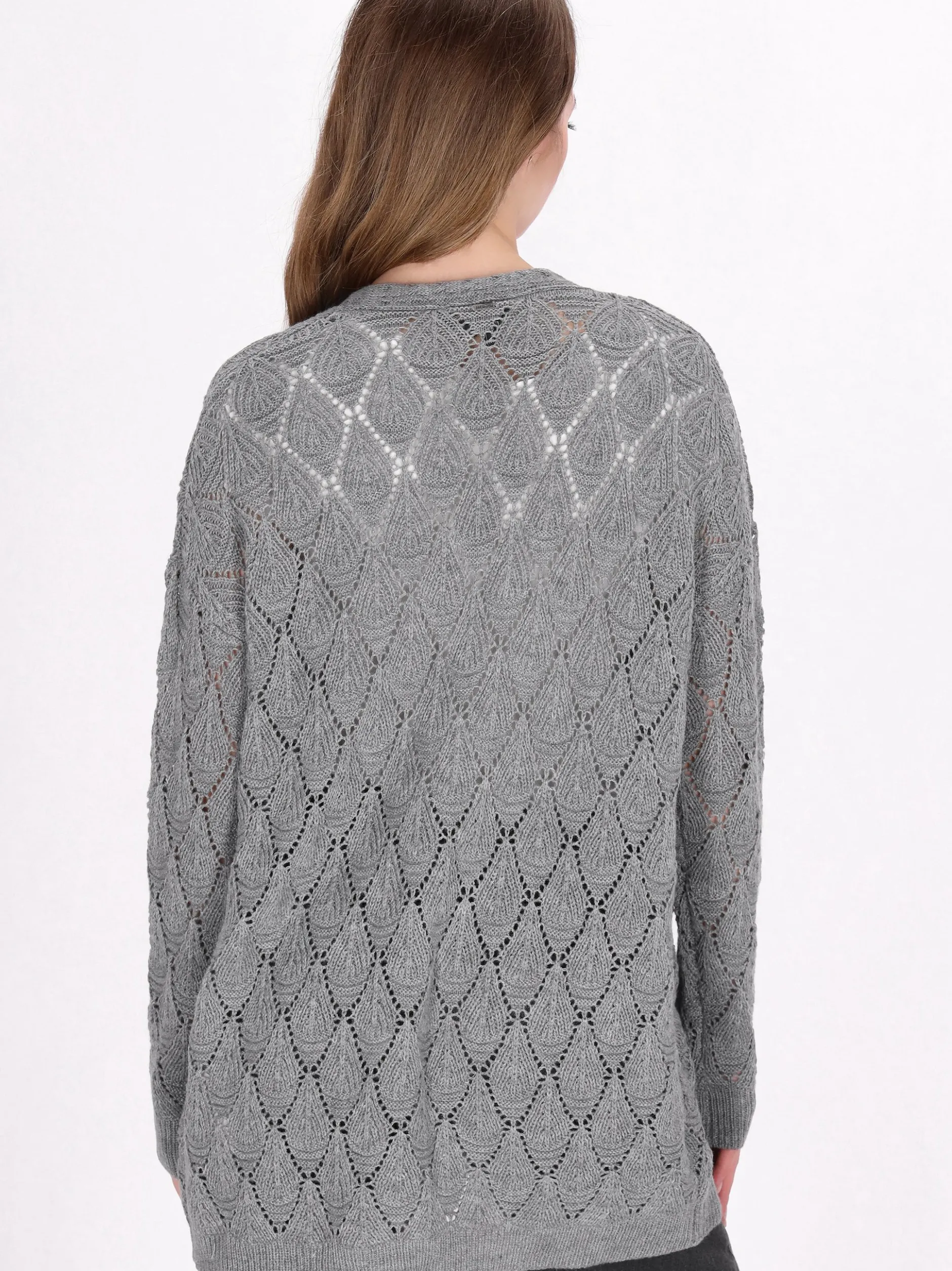 Dreimaster Damen Strickjacke in grau