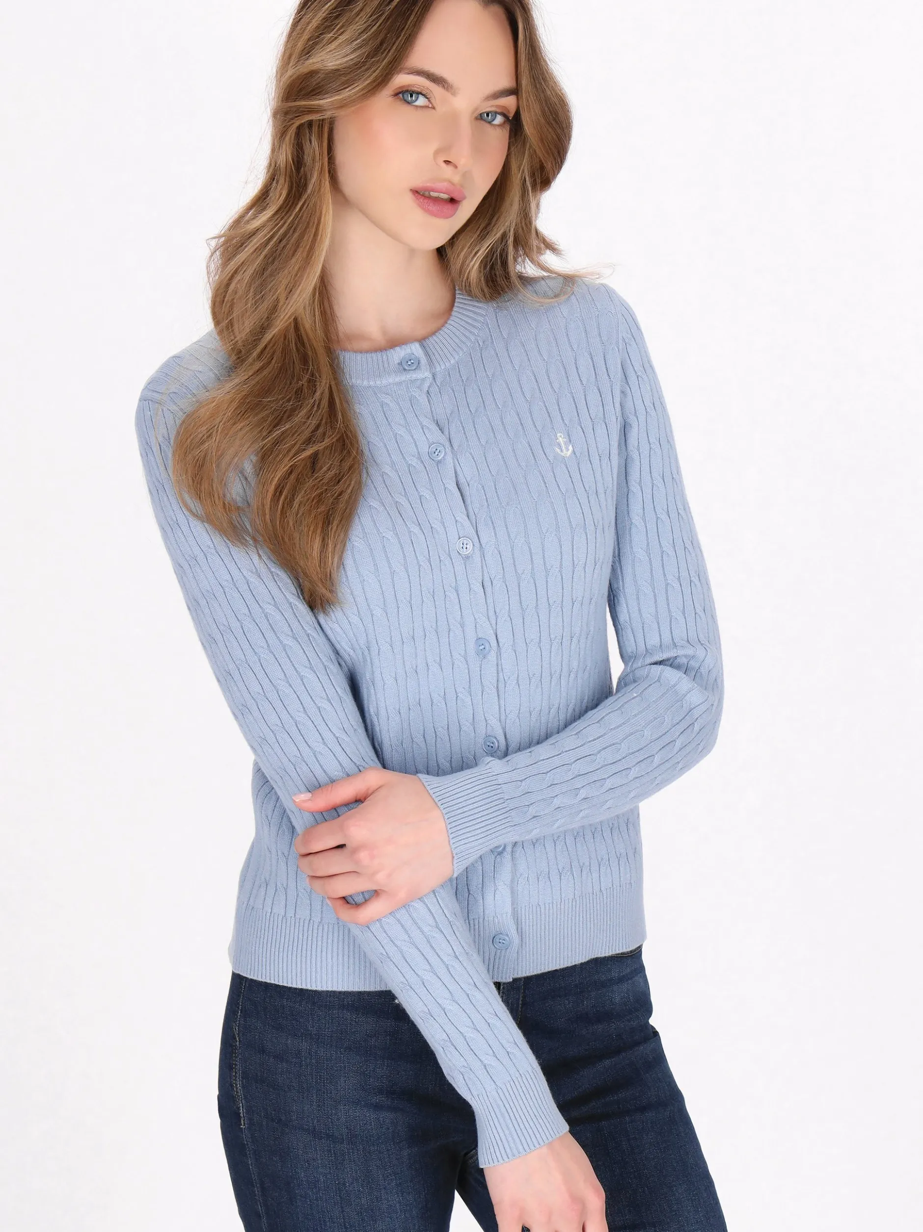 Dreimaster Damen Strickjacke in blau