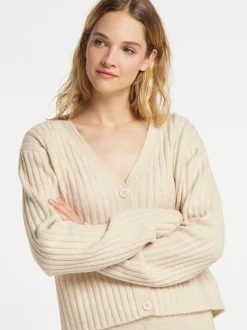 Dreimaster Damen Strickjacke in weiß