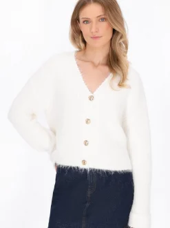 Dreimaster Damen Strickjacke in weiß