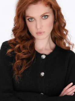 Dreimaster Damen Strickjacke in schwarz