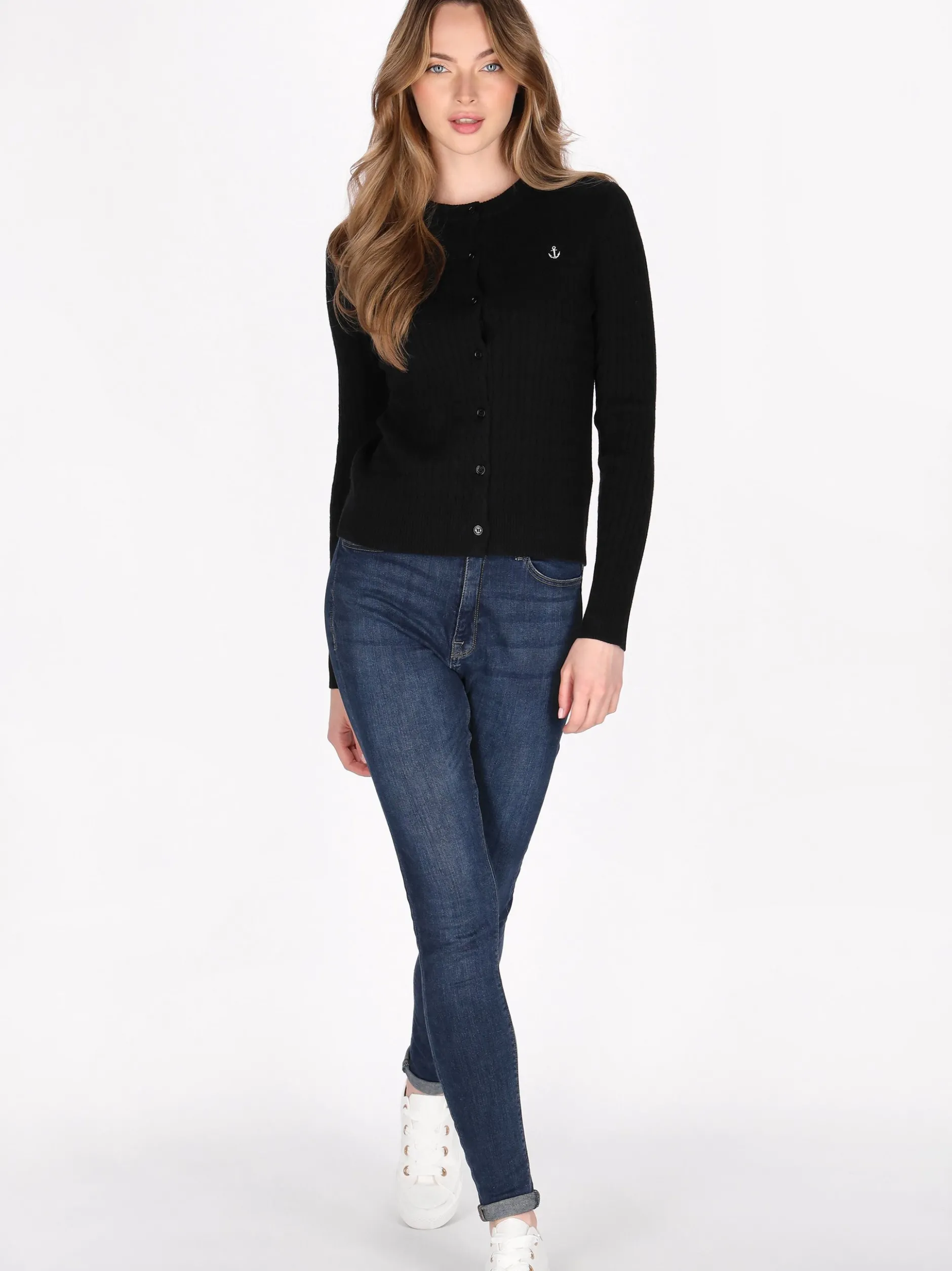 Dreimaster Damen Strickjacke in schwarz