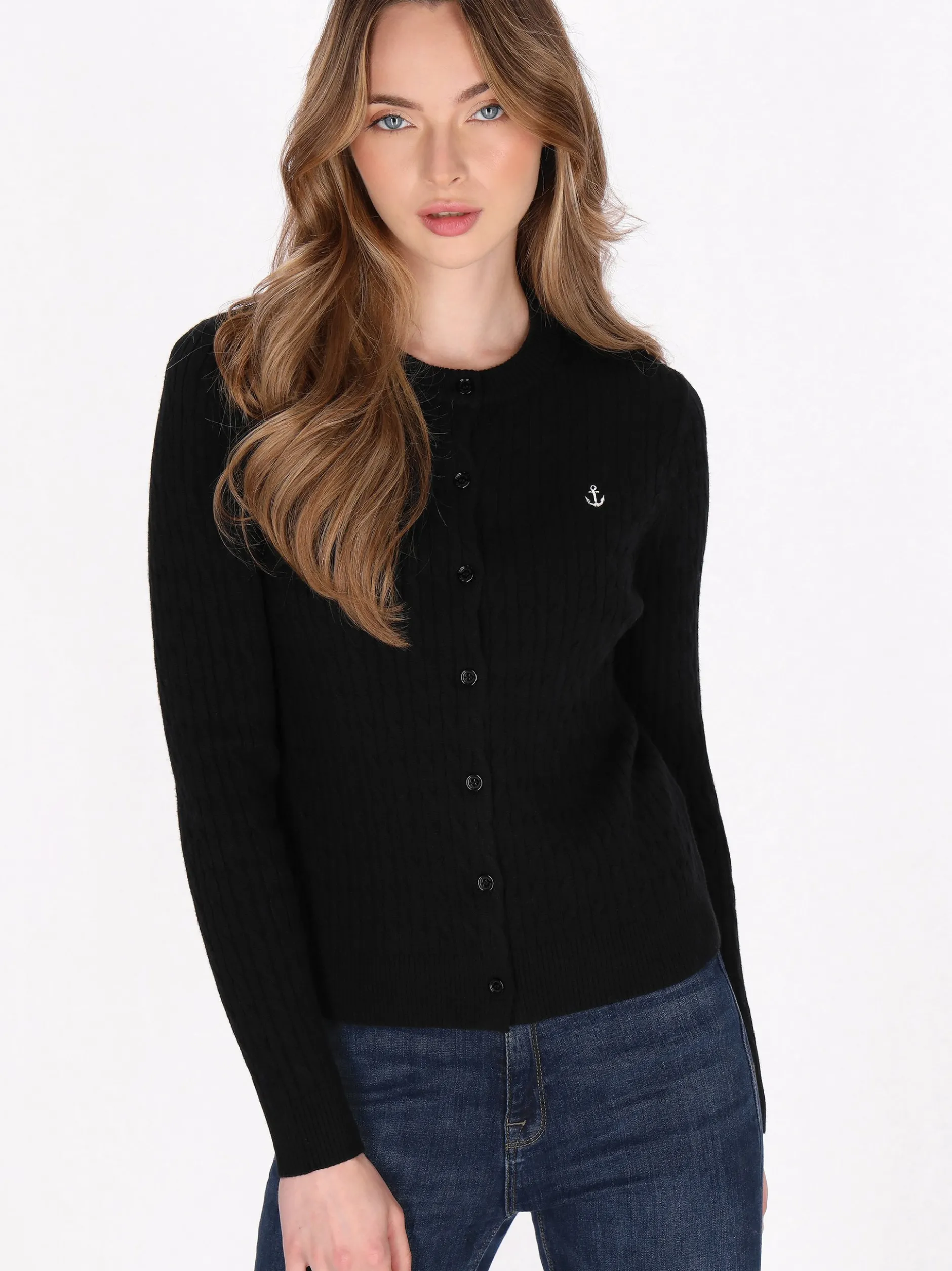 Dreimaster Damen Strickjacke in schwarz