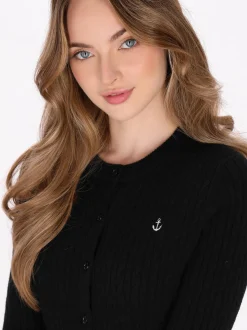 Dreimaster Damen Strickjacke in schwarz